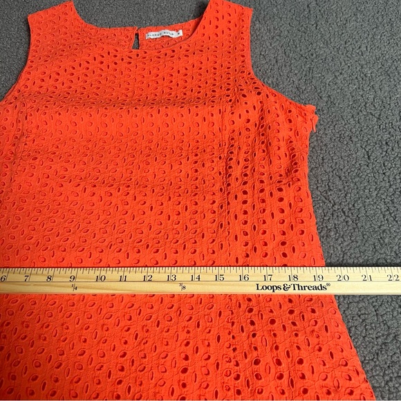 Alfred Sung Women's Orange Crewneck Sleeveless Square Eyelet Shift Dress Size 16 - Picture 5 of 12